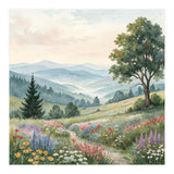 Serene Mountain Meadow Watercolor Landscape (Print Only) thumbnail