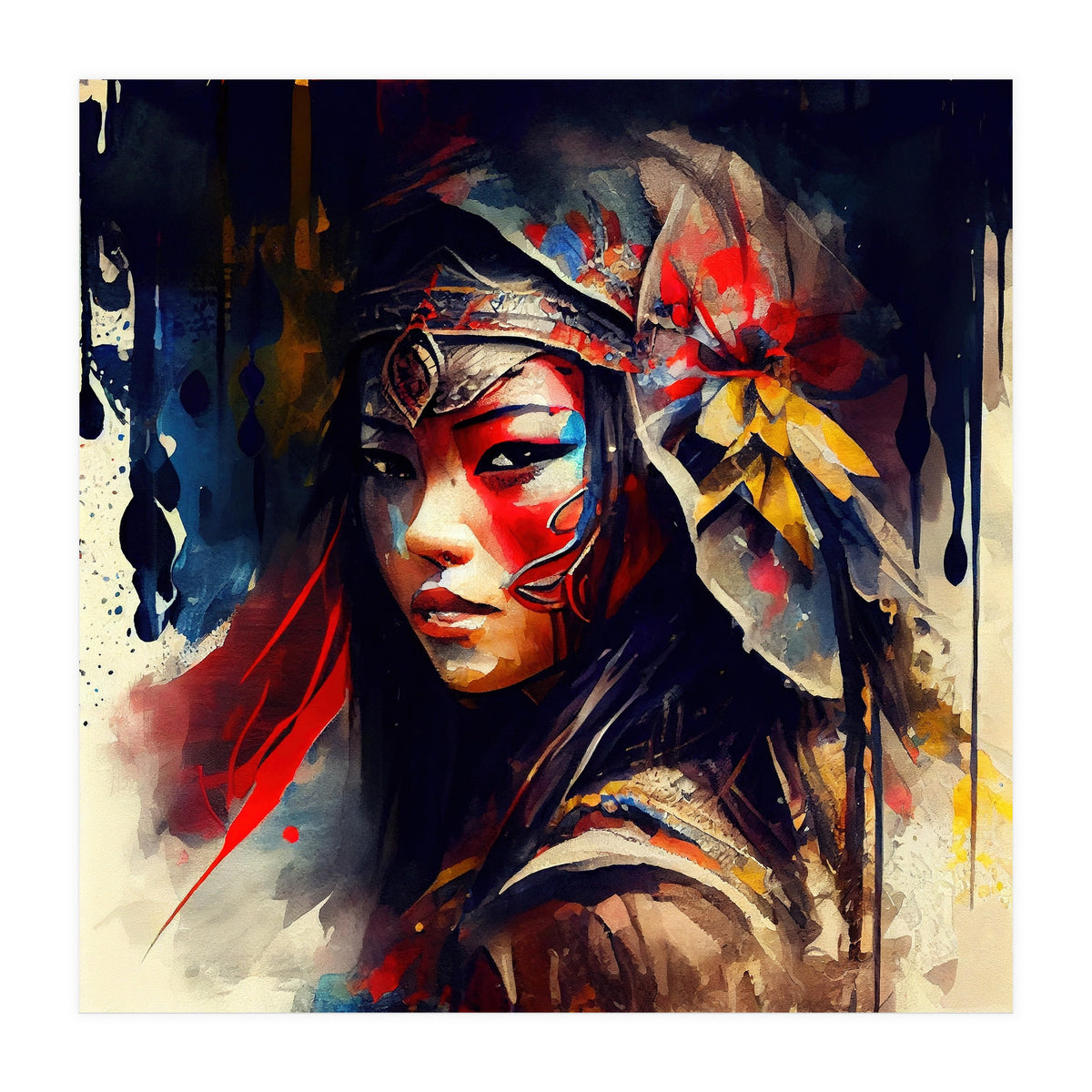 Powerful Asian Warrior Woman #2 (Print Only)