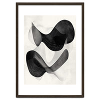 Abstract Black And White Flowing Organic Shapes With Texture