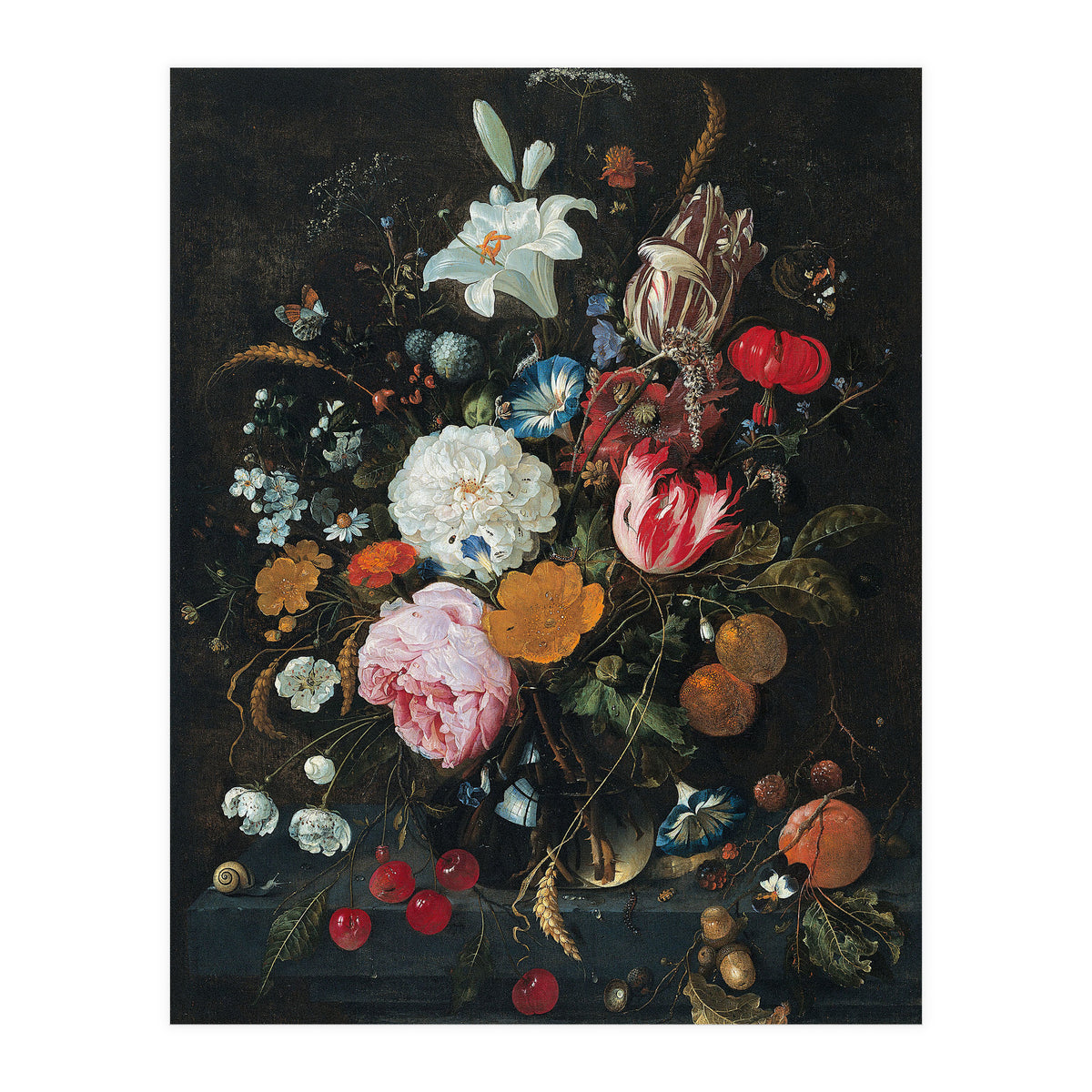 Jan Davidsz. de Heem (Utrecht, 1606-Amberes, 1683/4). Flowers in a glass Vase with Fruit (ca. 166... (Print Only)