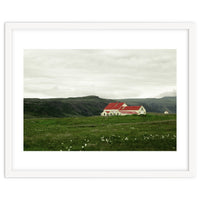 Red roof house in the greenfield - Iceland