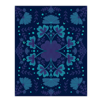 Clovers And Flowers Night Blue (Print Only)