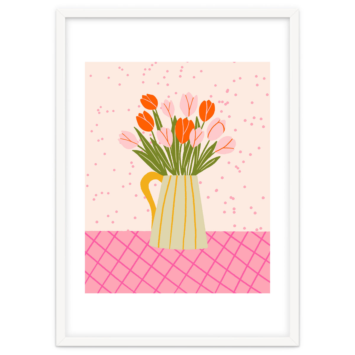 Tulips in a vase - pink and orange