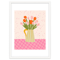 Tulips in a vase - pink and orange