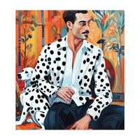 Dalmatian, Dog Pet Fashion Animal Print, Eclectic Man Formal Suit Bohemian Colorful Vintage People (Print Only)