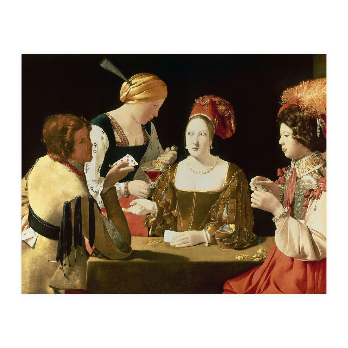 French school. The Cheater with the Ace of Diamonds. Le Tricheur à l'As de Carreaux. 17th century... (Print Only)