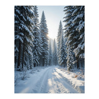 Serene Winter Wonderland Forest Road (Print Only)