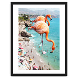 Flamingos on the Beach, Wildlife Surrealism Birds, Nature Flamingo Fantasy Beach Summer Photography thumbnail