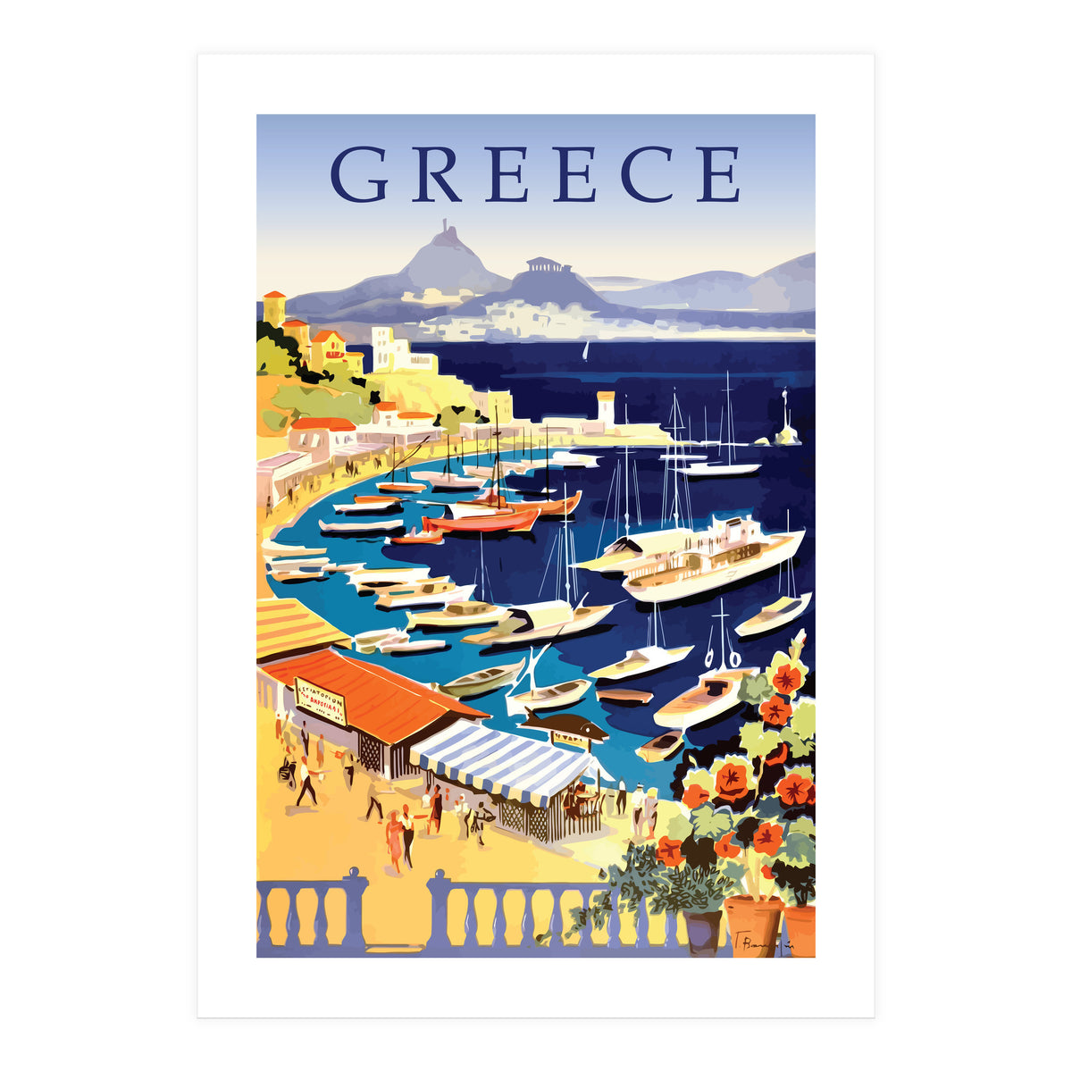 Greece, Fishing Boats on a Harbor (Print Only)