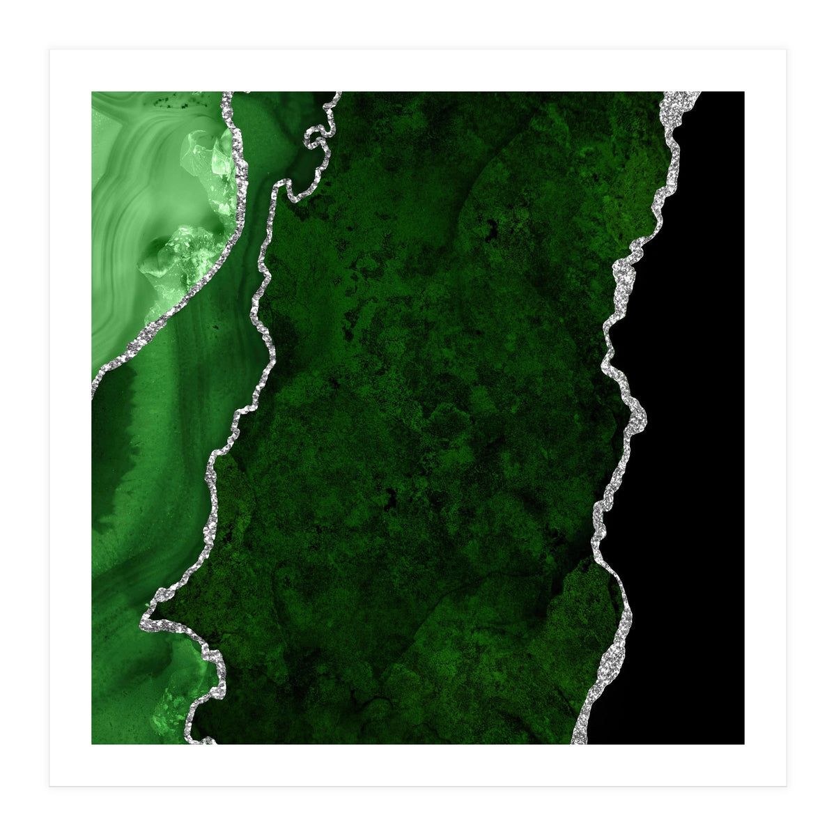 Green & Silver Agate Texture 01  (Print Only)