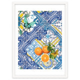 Mediterranean blue tiles, butterflies and citrus fruit thumbnail