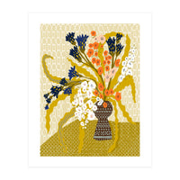 Floral Contemporary Still Life Mustard Yellow (Print Only)