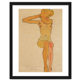 Seated female nude with raised right arm,1910 Gouache,. thumbnail
