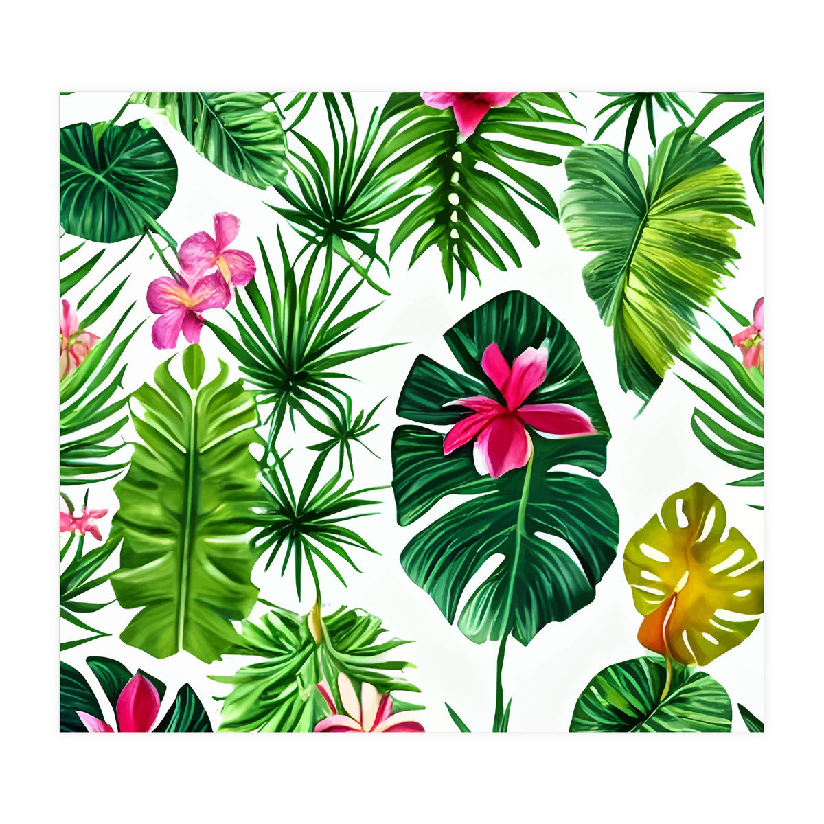 The Tropic, Banana Leaves Tropical Jungle Botanical, Palm Plants Monstera Nature, Bohemian Plants Floral (Print Only)