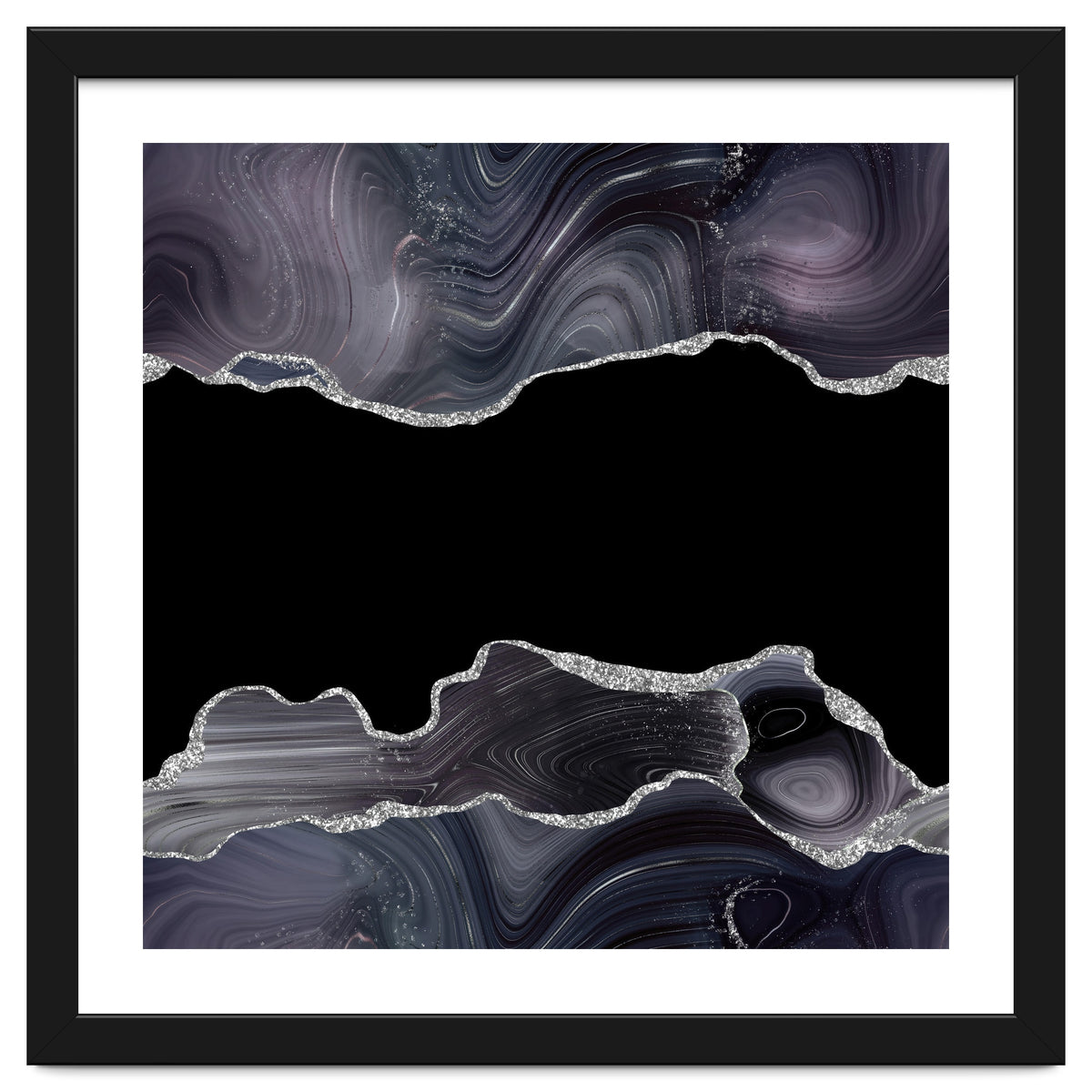 Black & Silver Glitter Agate Texture 03