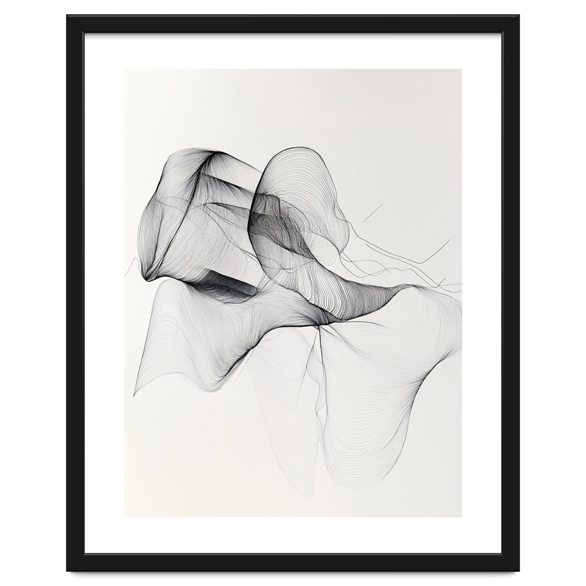 Abstract Black And White Flowing Lines Art