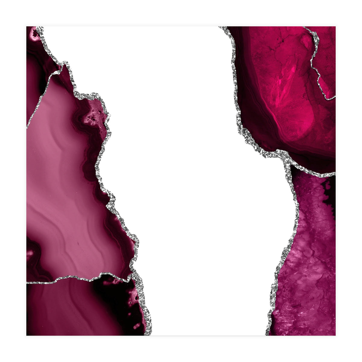 Burgundy & Silver Agate Texture 07  (Print Only)