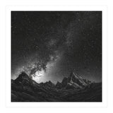 Starlit Mountain Majesty: Detailed Monochrome Milky Way (Print Only) thumbnail