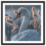 Swan Portrait Dew Drops Morning Light thumbnail