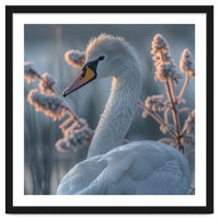 Swan Portrait Dew Drops Morning Light