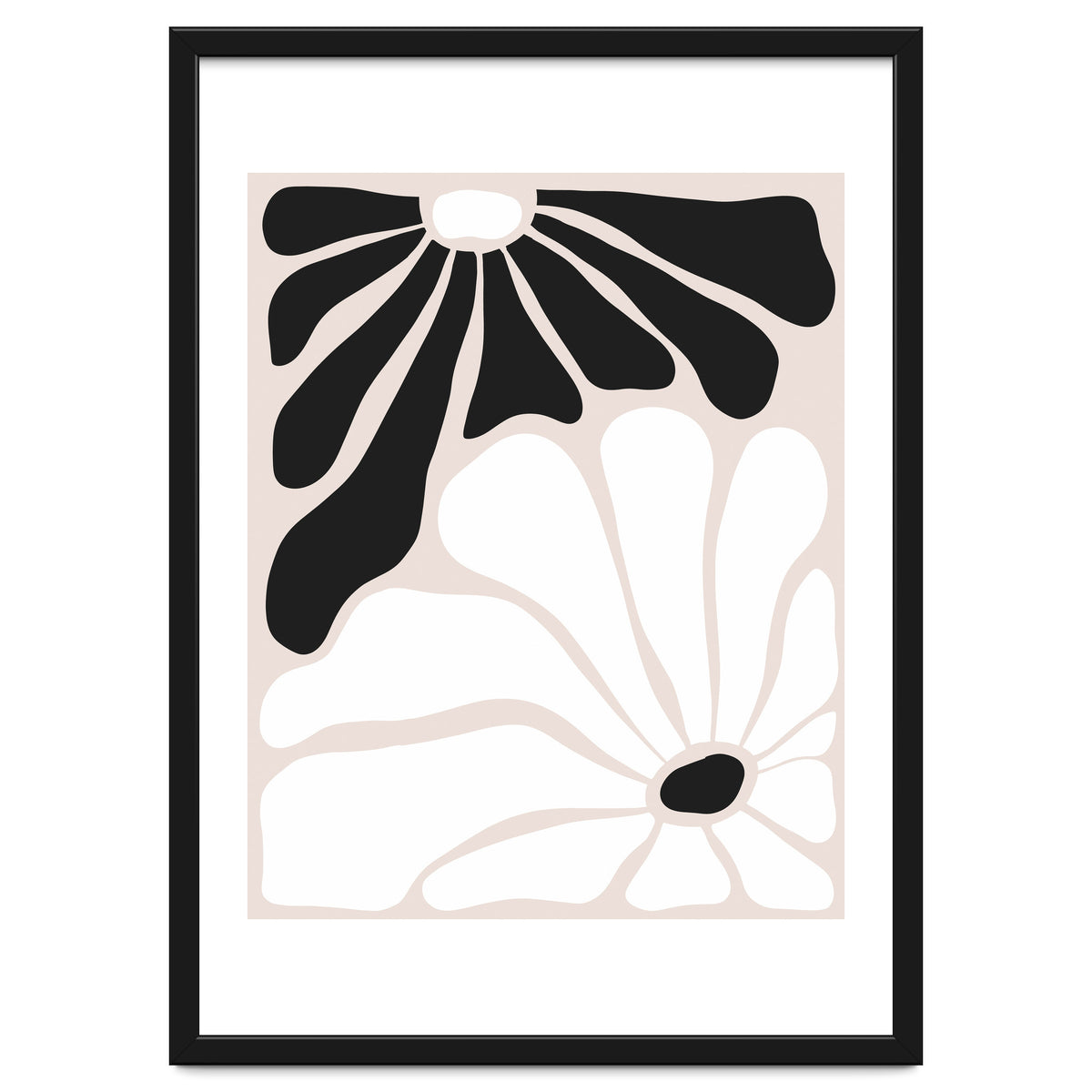 Floral Yin Yang, Scandinavian Nature Flowers Botanical Concept, Plants Blossom Positivity Neutral Minimalism