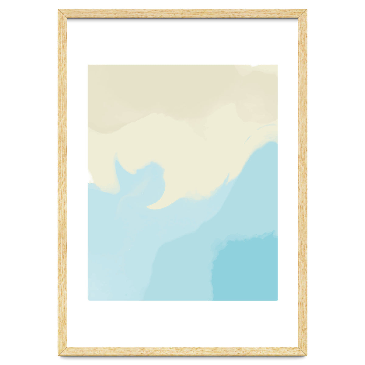 Mellow, Abstract Powder Blue Pastel Pearl Painting, Modern Simple Minimal Waves