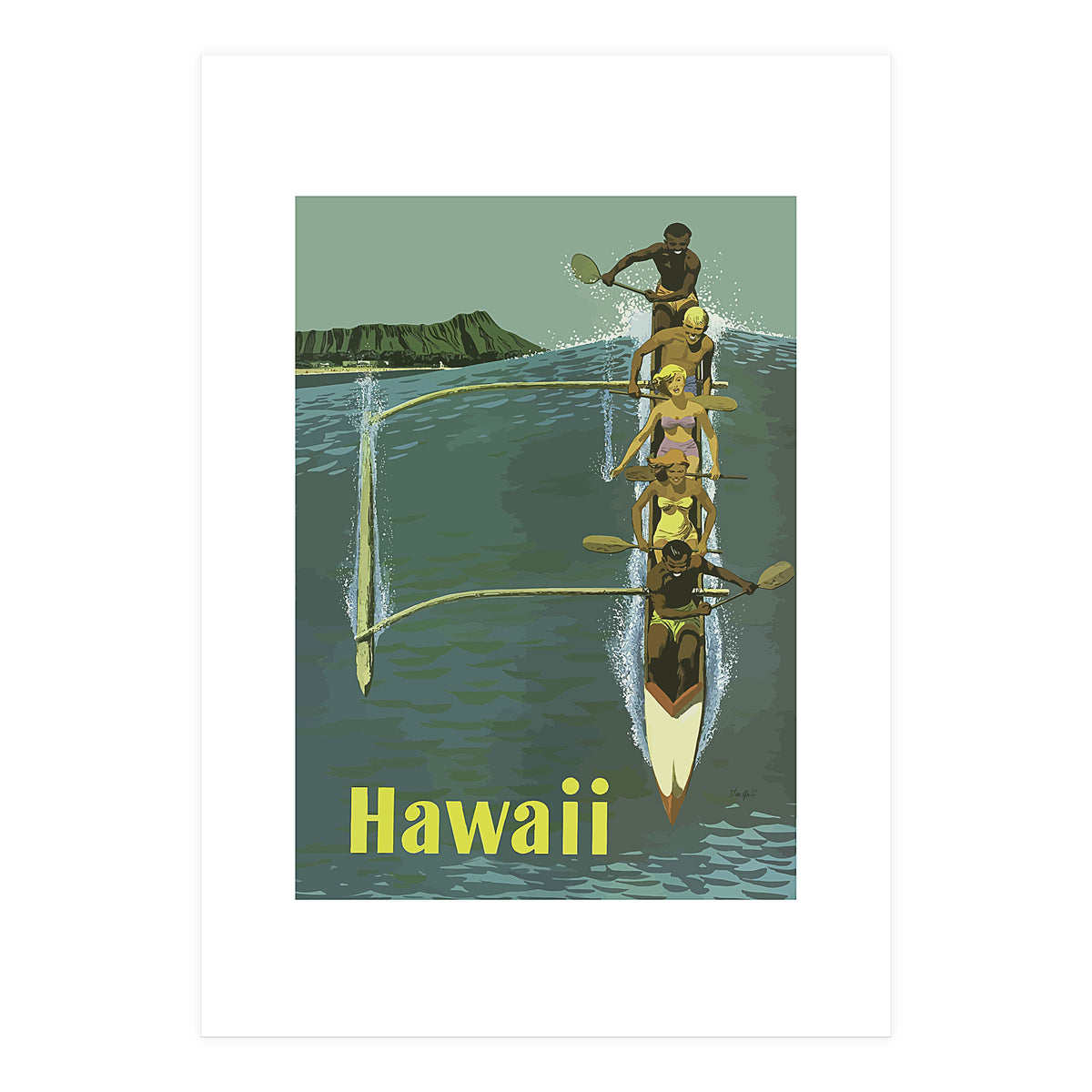 Hawaii, Boat a Big Wave (Print Only)