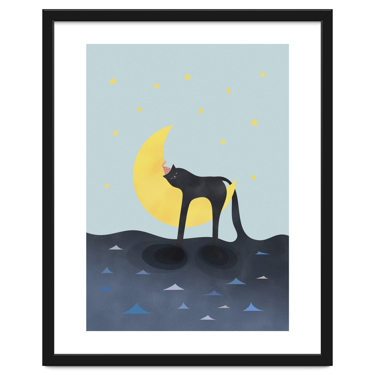 Beauty Sleep - Melting Cat on the crescent moon