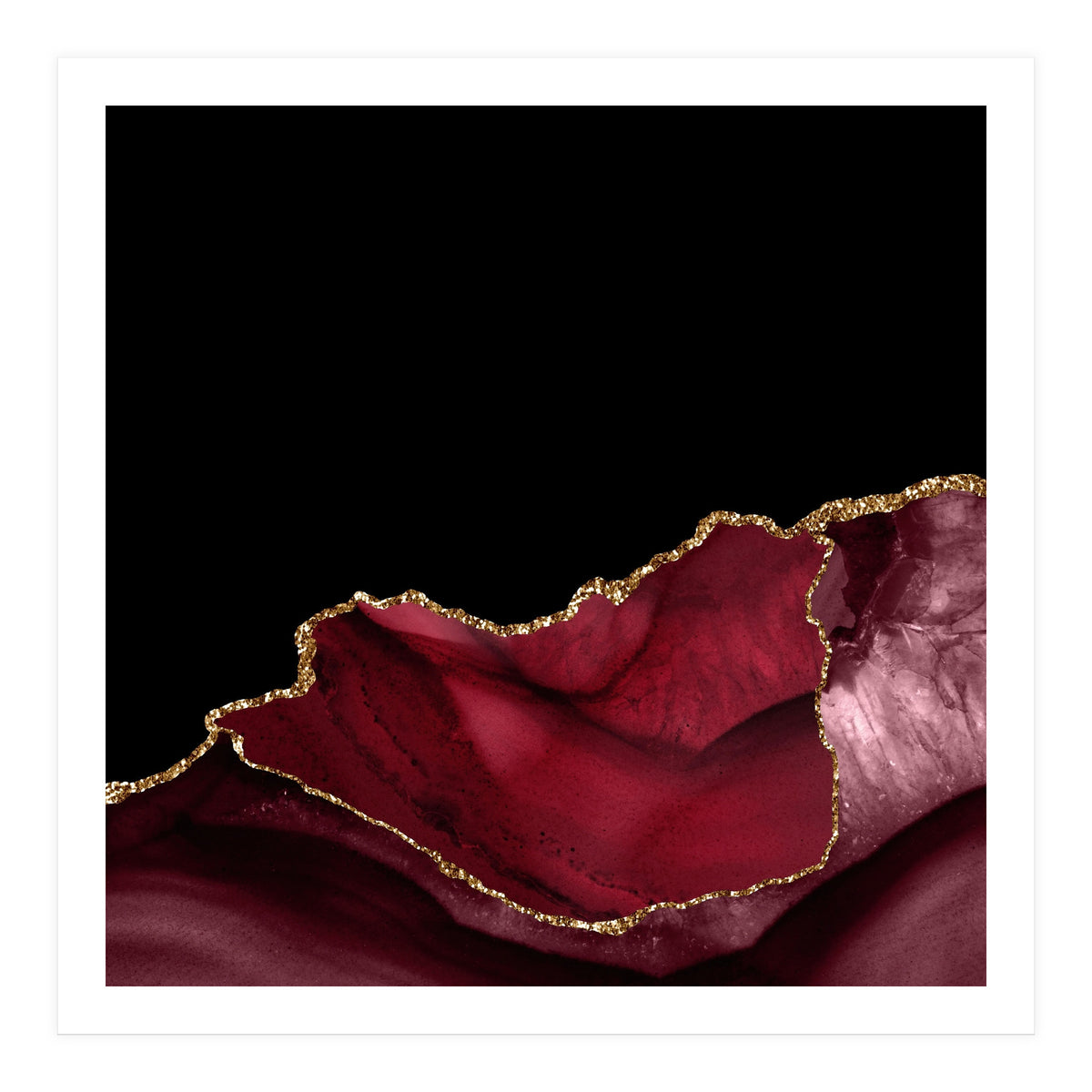 Burgundy & Gold Agate Texture 06  (Print Only)