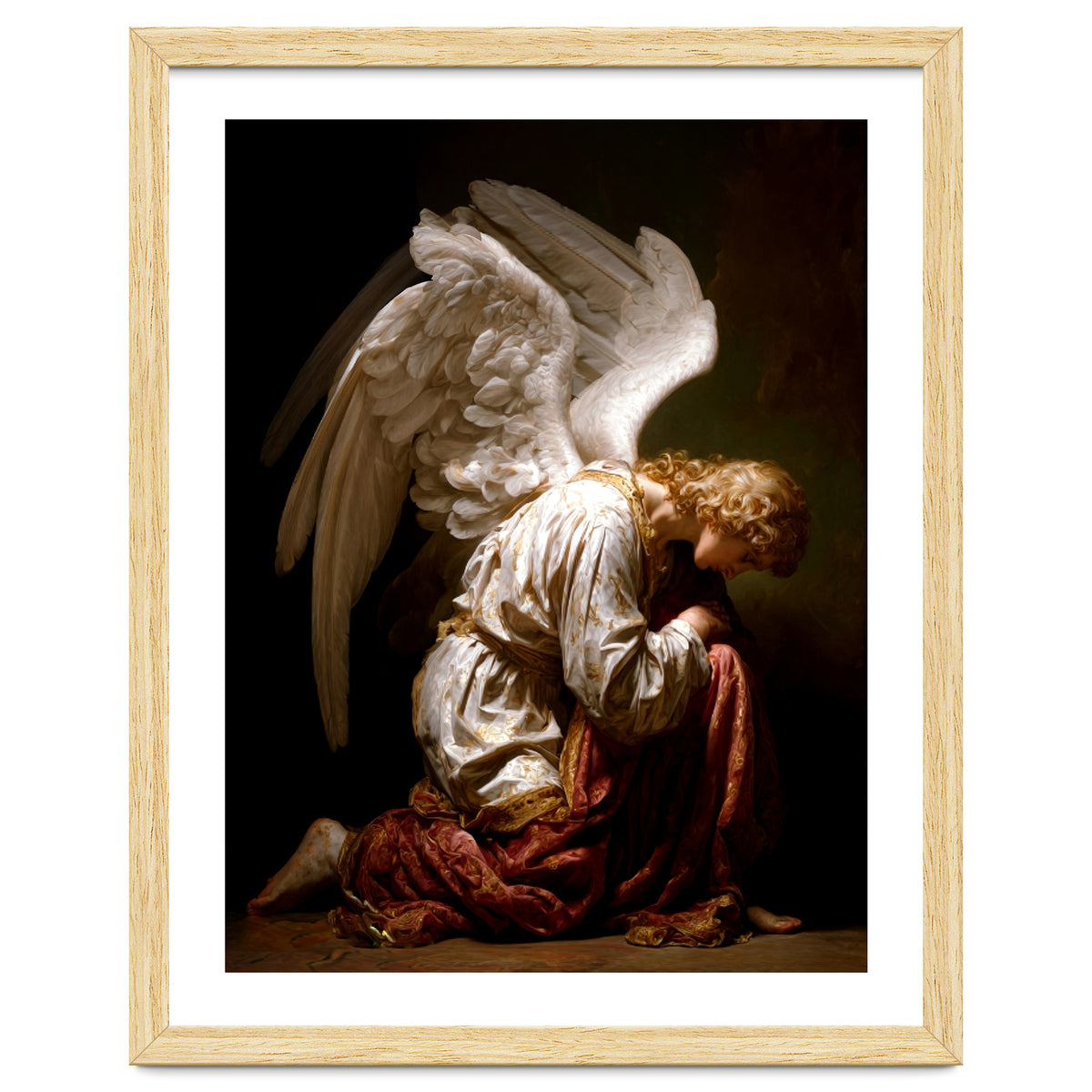 Kneeling Down Angel Renaissance inspired Religious Art
