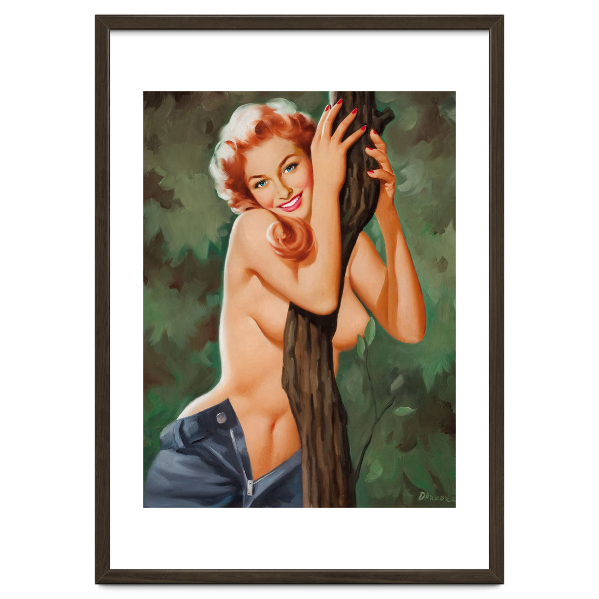 Topless Pinup Behind The Tree