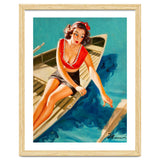 Pinup Sexy Girl In A Boat And A Lost Paddle thumbnail