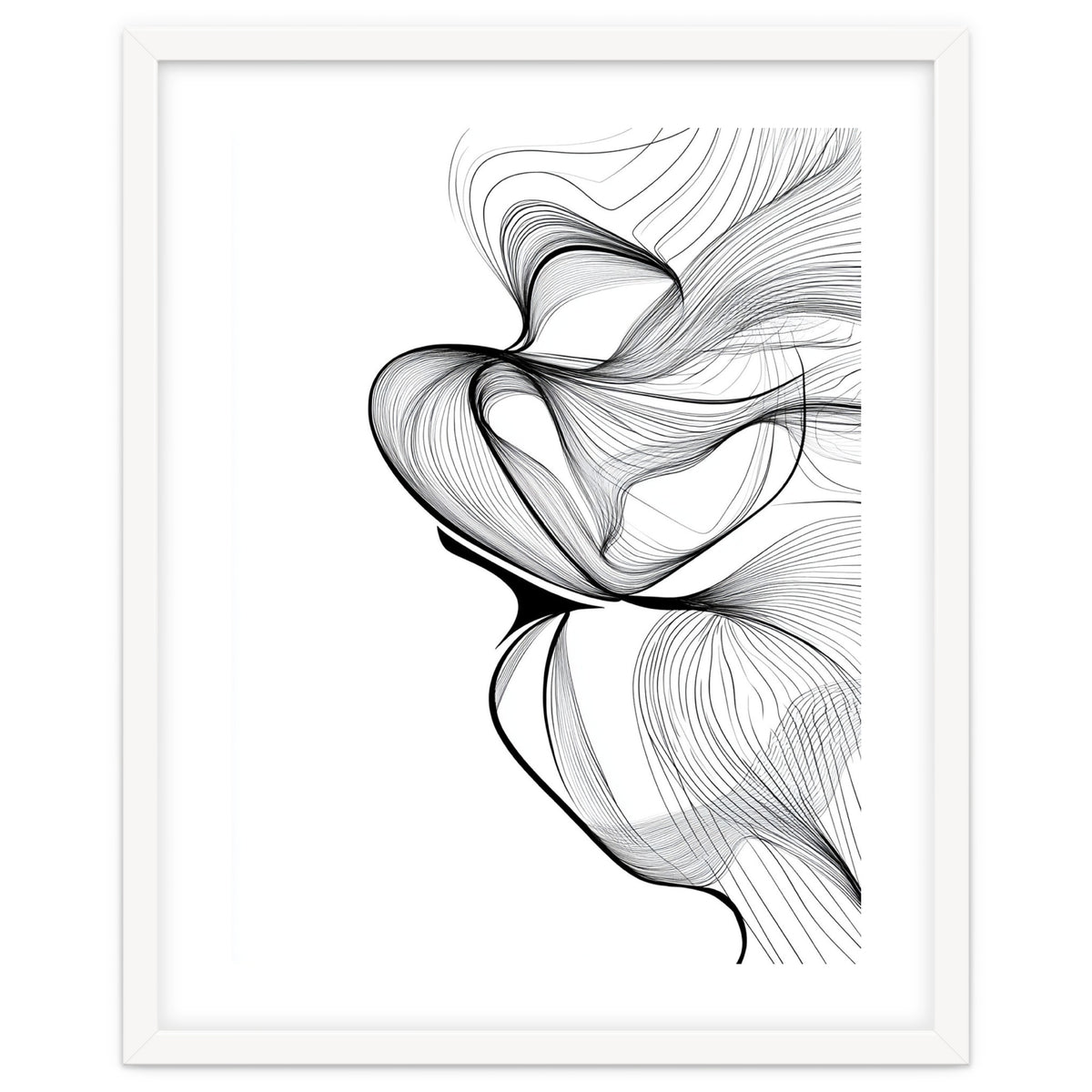 Abstract Black And White Swirls And Lines Flowing Art