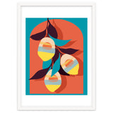 Lemon Sunset, Eclectic Botanical Colorful Bohemian Fruits, Food Pop Of Color Lime Retro thumbnail