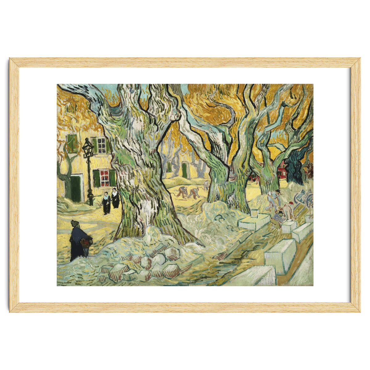 VINCENT VAN GOGH: The Road Menders. Date/Period: 1889. Painting. Oil on canvas.