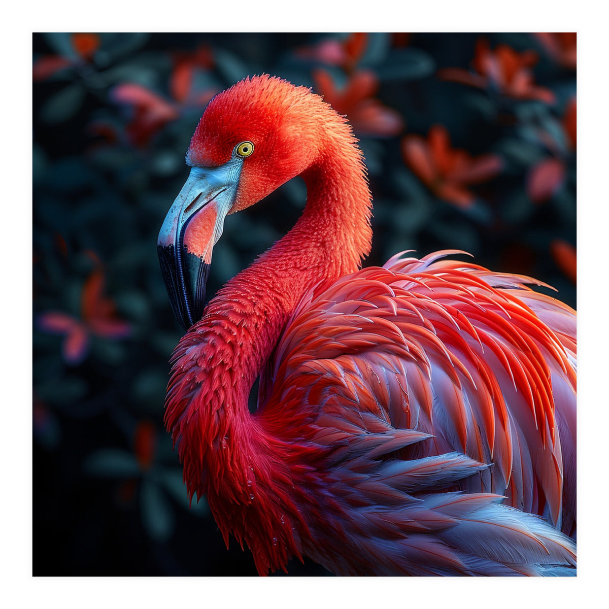 Vibrant Flamingo Bird Profile Majestic Pose (Print Only)