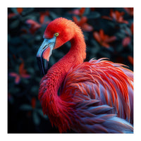Vibrant Flamingo Bird Profile Majestic Pose (Print Only)