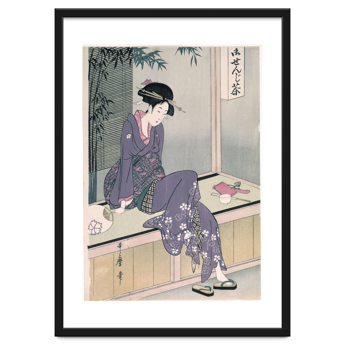 Kitagawa Utamaro (Copy) / 'Mujer sentada en una veranda', ca.  1798; 20th century, Japanese School.