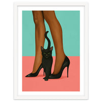 Woman In Heels With Black Cat