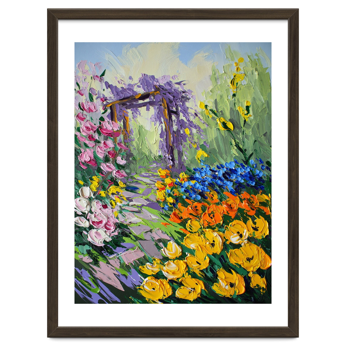 Sun-Drenched Garden Pergola Oil Painting