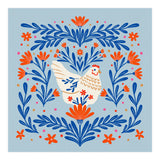 Blooming Chicken Blue And Orange (Print Only) thumbnail