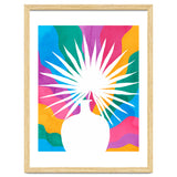 Fan Palm, Tropical Nature Botanical Colorful Watercolor, Abstract Jungle Rainbow Boho, Eclectic Plants Contemporary Modern thumbnail
