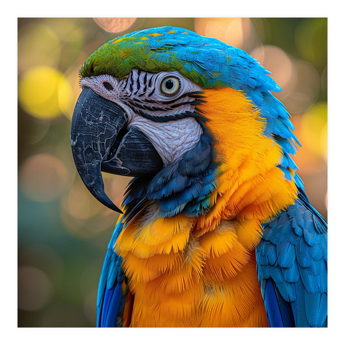 Blue And Yellow Macaw Parrot Close Up Detailed Shot (Print Only)