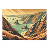 Vintage Cliffside Serenity Poster (Print Only)