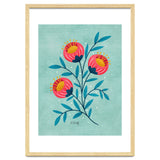 Teal And Coral Flowers thumbnail