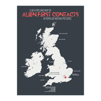 UK & Ireland Map of Alien First Contacts in Movies (Print Only)