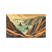 Vintage Cliffside Serenity Poster (Print Only)