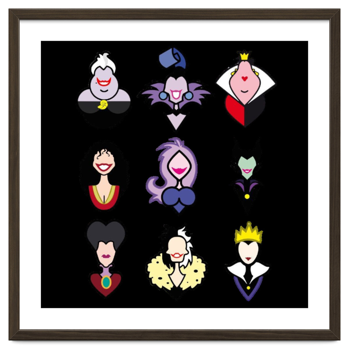 Disney Villains Cartoon Minimalist Faces