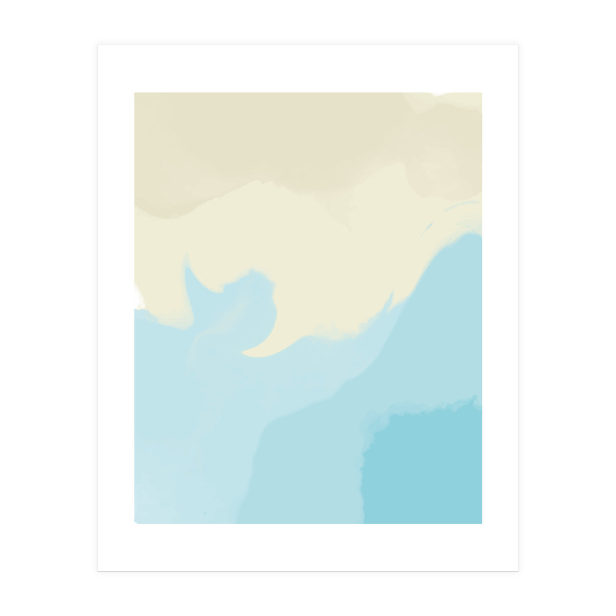 Mellow, Abstract Powder Blue Pastel Pearl Painting, Modern Simple Minimal Waves (Print Only)
