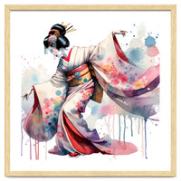 Geisha Dancer With Flowing Kimono